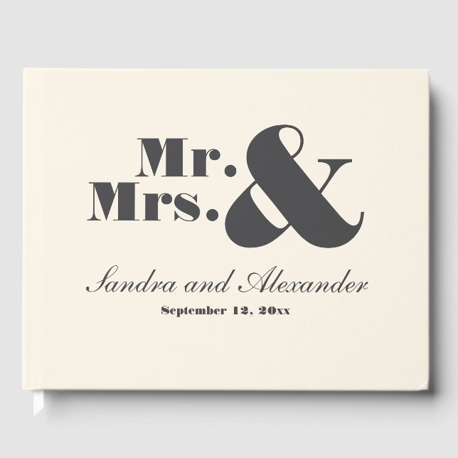 Libro De Visitas Sr. Elegant Modern Minimal Ivory Boda (Anverso)