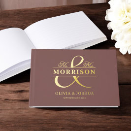 Libro De Visitas Sr. Mrs. Photo Terracotta Elegant Wedding Gold