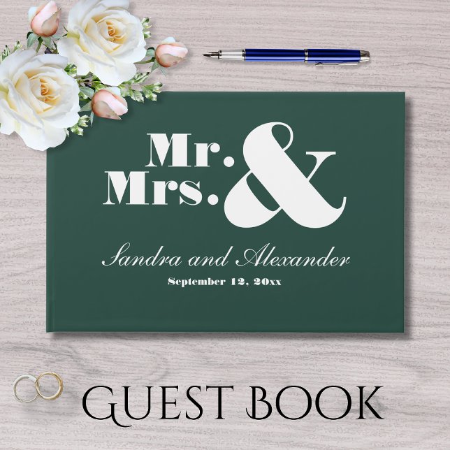 Libro De Visitas Sr. Sra. Script Moda Soft Emerald Green Boda (Subido por el creador)
