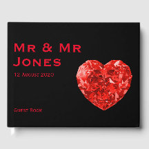Sr. y Sr. Red Heart Boda Guest Book (Personalizado