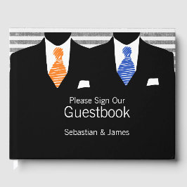 Libro De Visitas Sr. y Sr. Suit Naranja Blue Ties Gay Boda Personal