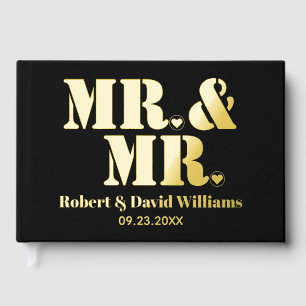 Libro De Visitas Sr. y Sr. typography Relieve metalizado gay negro