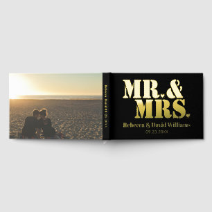 Libro De Visitas Sr. y Sra. bold typography boda de fotografía negr