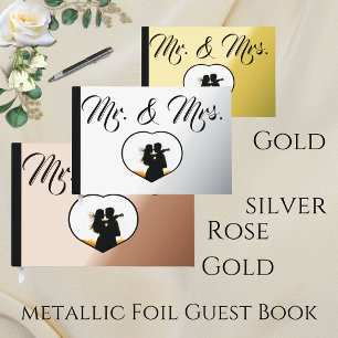 Libro De Visitas Sr. y Sra. Elegant Modern Photo Heart Boda
