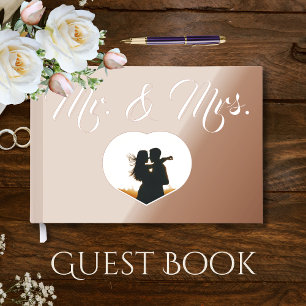 Libro De Visitas Sr. y Sra. Elegant Rosa Boda de Corazón de Oro
