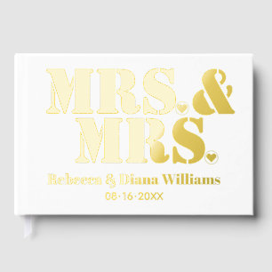 Libro De Visitas Sra. y Sra. typography boda blanca lesbiana