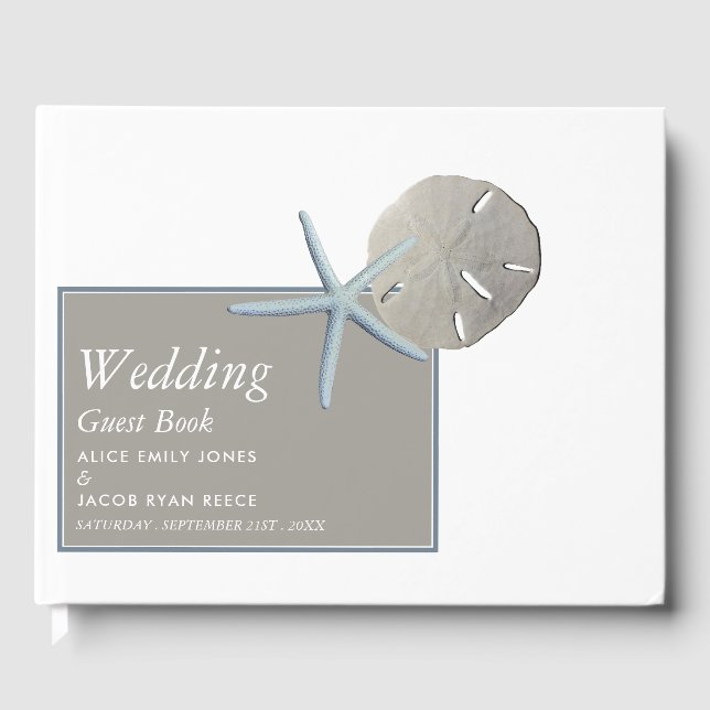 Libro De Visitas Starfish and Sand Dollar - Boda en la playa (Anverso)