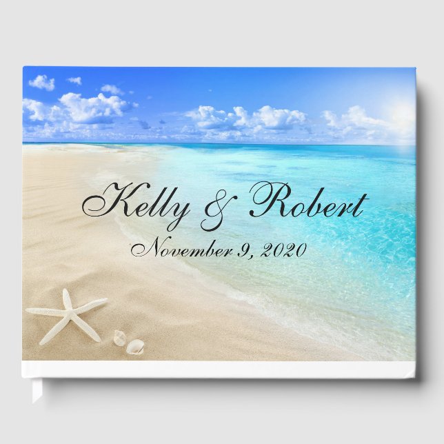 Libro De Visitas Starfish Beach Custom Wedding Guest Book (Anverso)