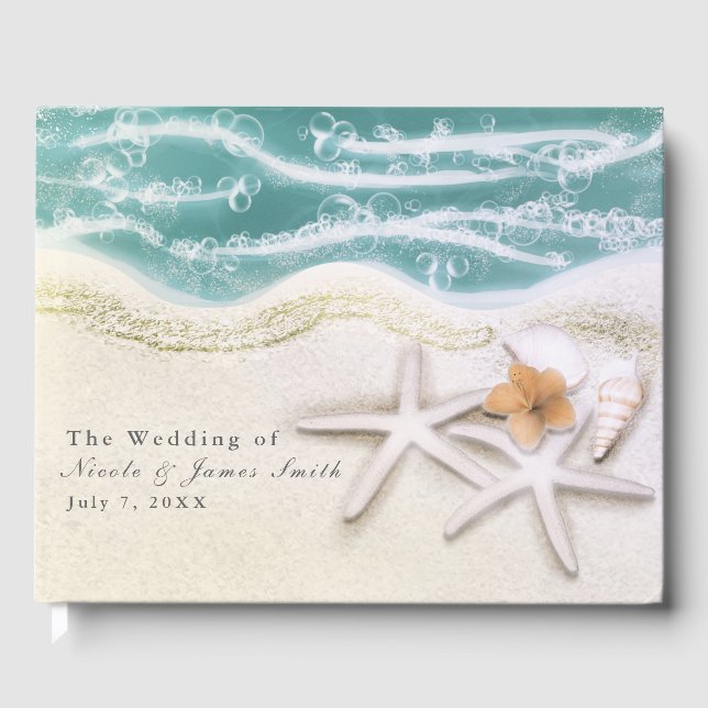 Libro De Visitas Starfish en la playa Boda Tropical del Mar Verde a (Anverso)