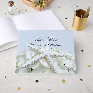 Libro De Visitas Starfish n Hydrangea Light Blue Boda Guest Book