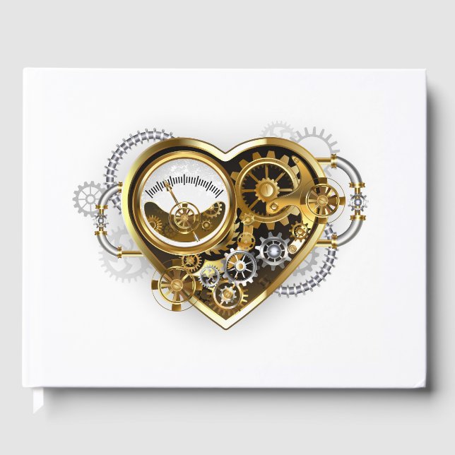 Libro De Visitas Steampunk Heart with a Manometer (Anverso)