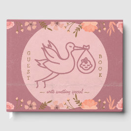 Libro De Visitas Stork llevando Baby-Baby Shower