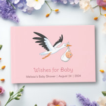 Stork on Pink Baby Shower