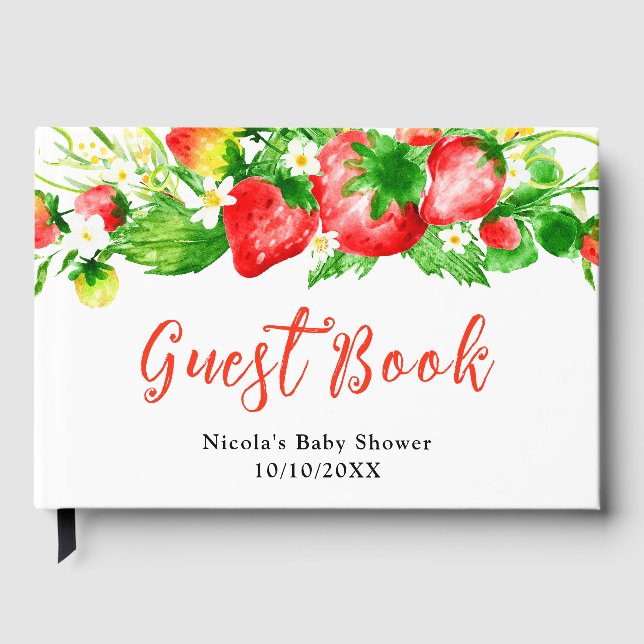 Libro De Visitas Strawberries and Daisies Baby Shower (Anverso)