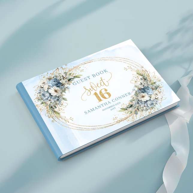 Libro De Visitas Stylish Blue and Gold Greenery Sweet Sixteen Guest (Stylish Blue and Gold Greenery Sweet Sixteen Guest Book

)