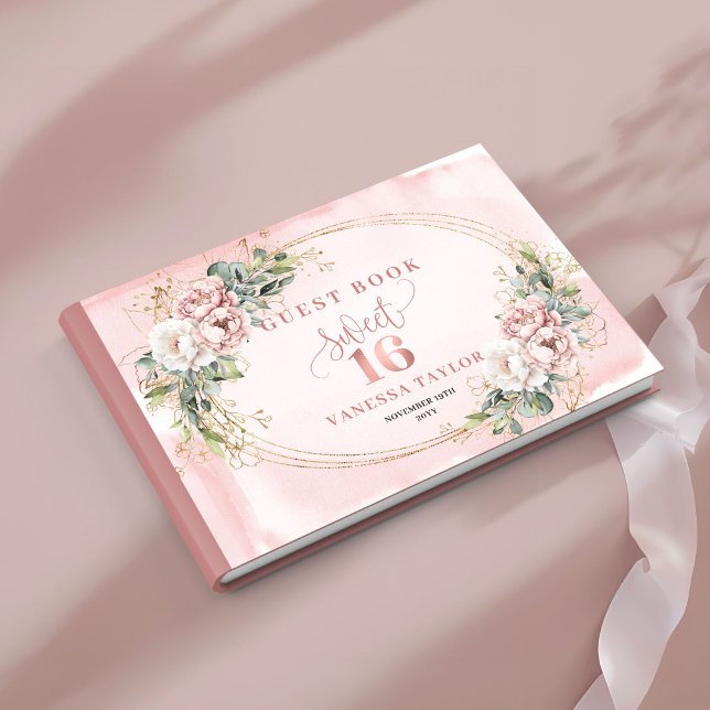 Libro De Visitas Stylish Bohemian Pink Flowers Greenery Guest Book (Stylish Bohemian Pink Flowers Greenery Guest Book)
