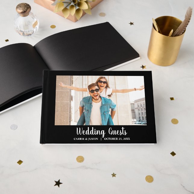 Libro De Visitas Su foto en el Boda de cubierta (Anverso Abierto)