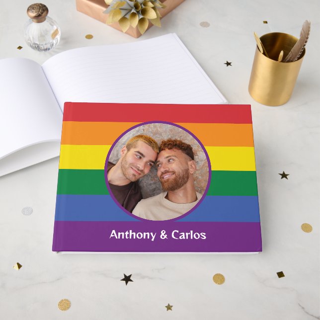 Libro De Visitas SU Foto, Nombres y Texto Orgullo Arco Iris (Anverso Abierto)