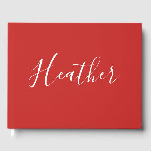 Libro De Visitas Su guión blanco Personalizado en rojo