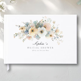 Libro De Visitas Suave Floración Elegante Despedida de Soltera Blan
