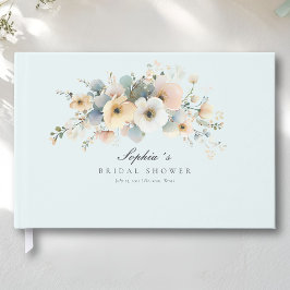 Libro De Visitas Suave Floración Elegante Ducha de Novia Azul