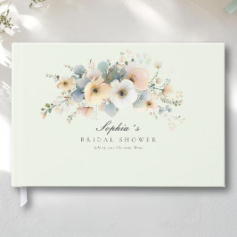 Libro De Visitas Suave Floración Elegante Ducha de Novia Verde