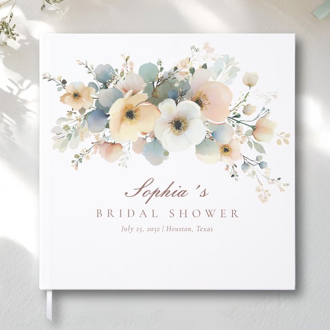 Libro De Visitas Suave florecer elegante ducha de novia (Soft Bloom Elegant Bridal Shower Guest Book)