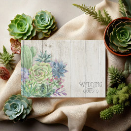 Libro De Visitas Suculents y Rustic Wood Boda ID515