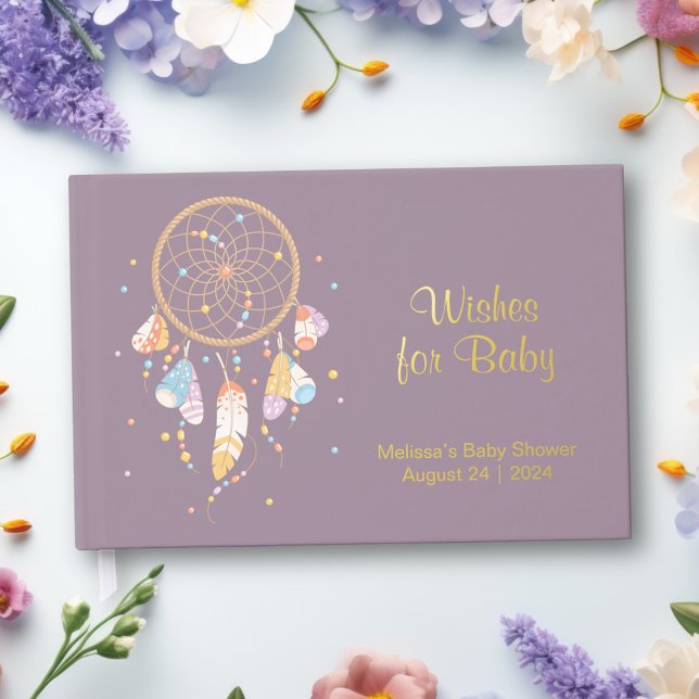Libro De Visitas Sueño tribal Boho Relieve metalizado Baby Shower P (Subido por el creador)