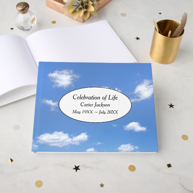 Libro De Visitas Summer Clouds In Sky for Memorial Service  (Anverso Abierto)