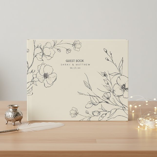Libro De Visitas Sun-Washed Garden Wedding Floral Outlines ID1283 (Subido por el creador)