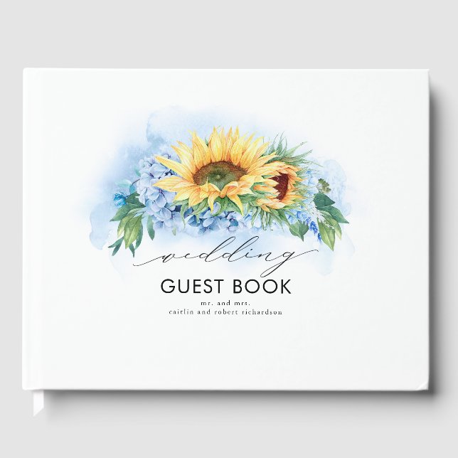Libro De Visitas Sunflower amarillo y la hidrangea azul turbia (Anverso)