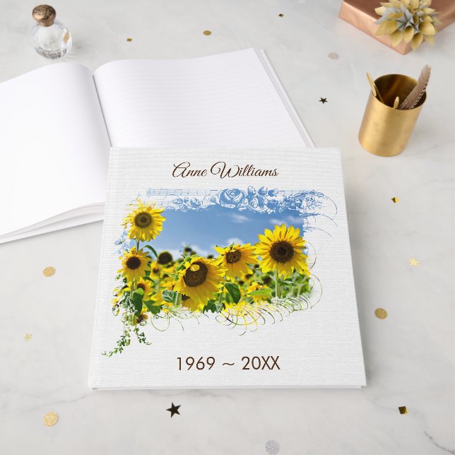 Libro De Visitas Sunflower Field Memorial Service Guest Book (Anverso Abierto)