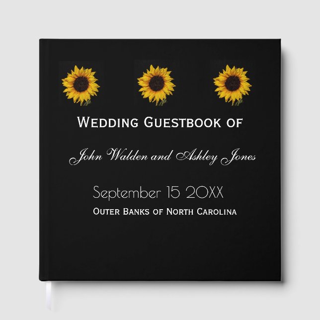 Libro De Visitas Sunflower Water Droplets Wedding Guest Books (Anverso)