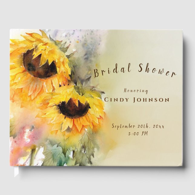Libro De Visitas Sunflowers Bridal Shower Guest Book (Anverso)