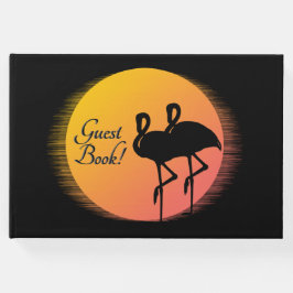 Libro De Visitas Sunset Flamingos Personal con Nombre