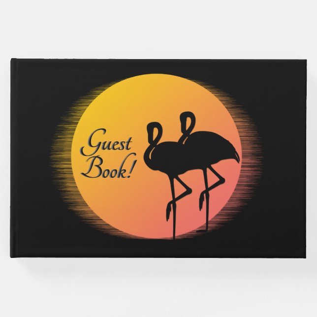 Libro De Visitas Sunset Flamingos Personal con Nombre (Anverso)