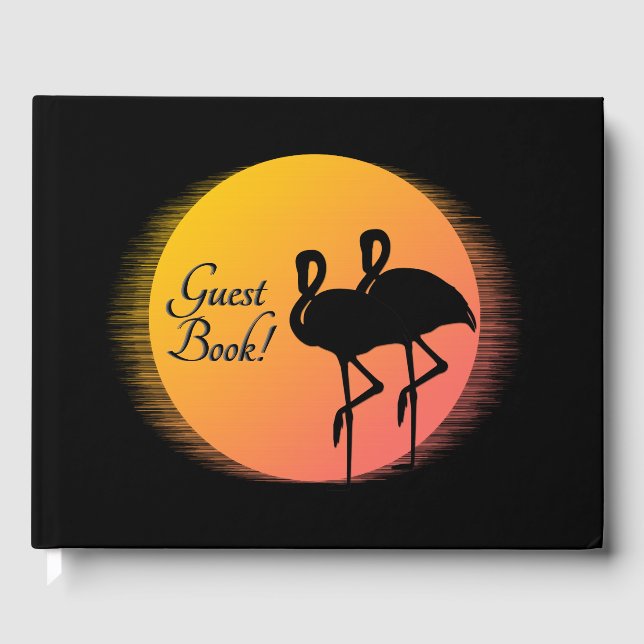 Libro De Visitas Sunset Flamingos Personal con Nombre (Anverso)