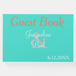 Libro De Visitas Sunset Hearts Turquoise Boda Book