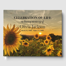 Libro De Visitas Sunset y Sunflower Keepsake | En la memoria amoros
