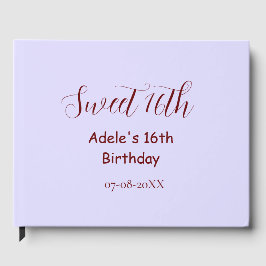 Libro De Visitas Sweet 16th birthday purple pastel mauve retro name