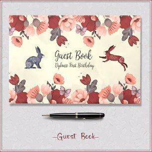 Libro De Visitas Sweet Boho Folk Art Rabbit Hygge Floral
