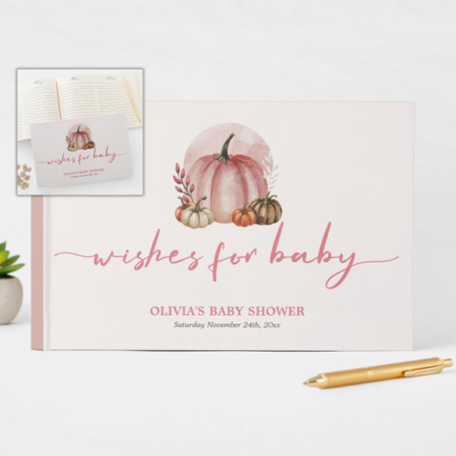 Libro De Visitas Sweet Little Pumpkin Fall Autumt Pink Baby Shower (Subido por el creador)