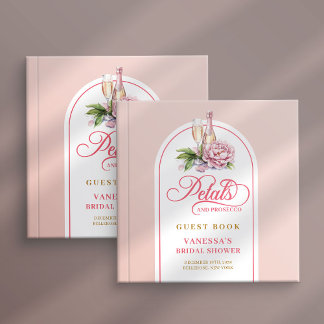 Libro De Visitas Sweet petals and prosecco blush gold guest book