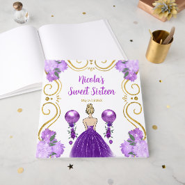 Libro De Visitas Sweet Sixteen Blonde Princess in Purple