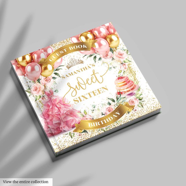 Libro De Visitas Sweet Sixteen Guest Book Rubor Gold Purpurina (Chic Blush Gold Guest Book Sweet Sixteen)