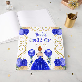 Libro De Visitas Sweet Sixteen Red Hair Princess in Blue