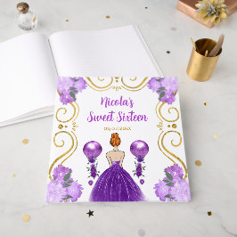 Libro De Visitas Sweet Sixteen Red Hair Princess in Purple
