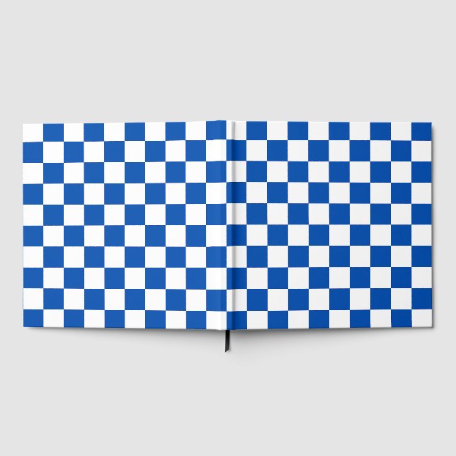Libro De Visitas Tablero de ajedrez clásico de azul cobalto (Lleno)