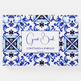Libro De Visitas Talavera azulejo azulejo azul vintage boda mexican